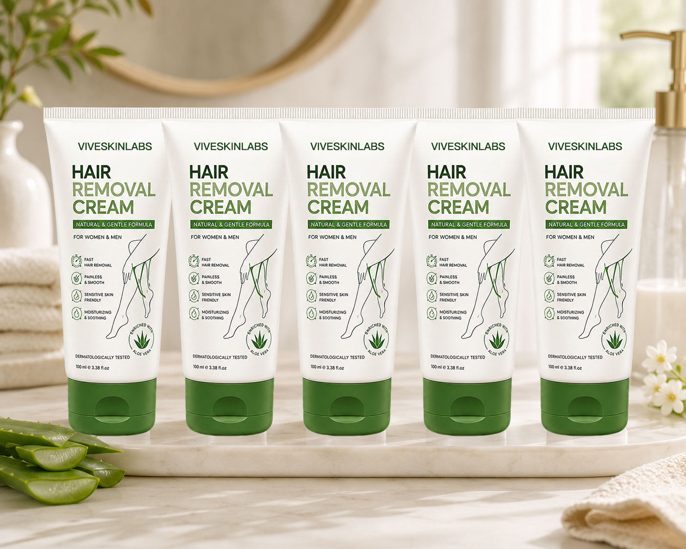 Viveskinlabs Natural Gentle Hair Removal Cream | For Women & Men, Sensitive Skin