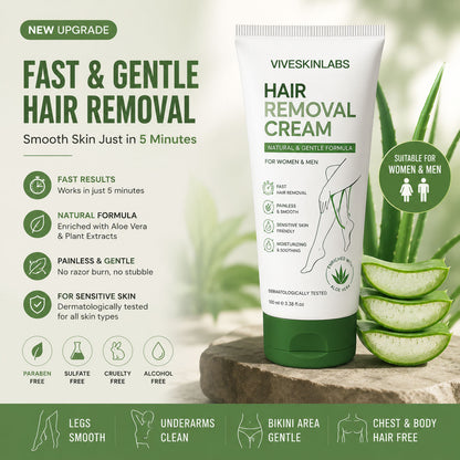 Viveskinlabs Natural Gentle Hair Removal Cream | For Women & Men, Sensitive Skin