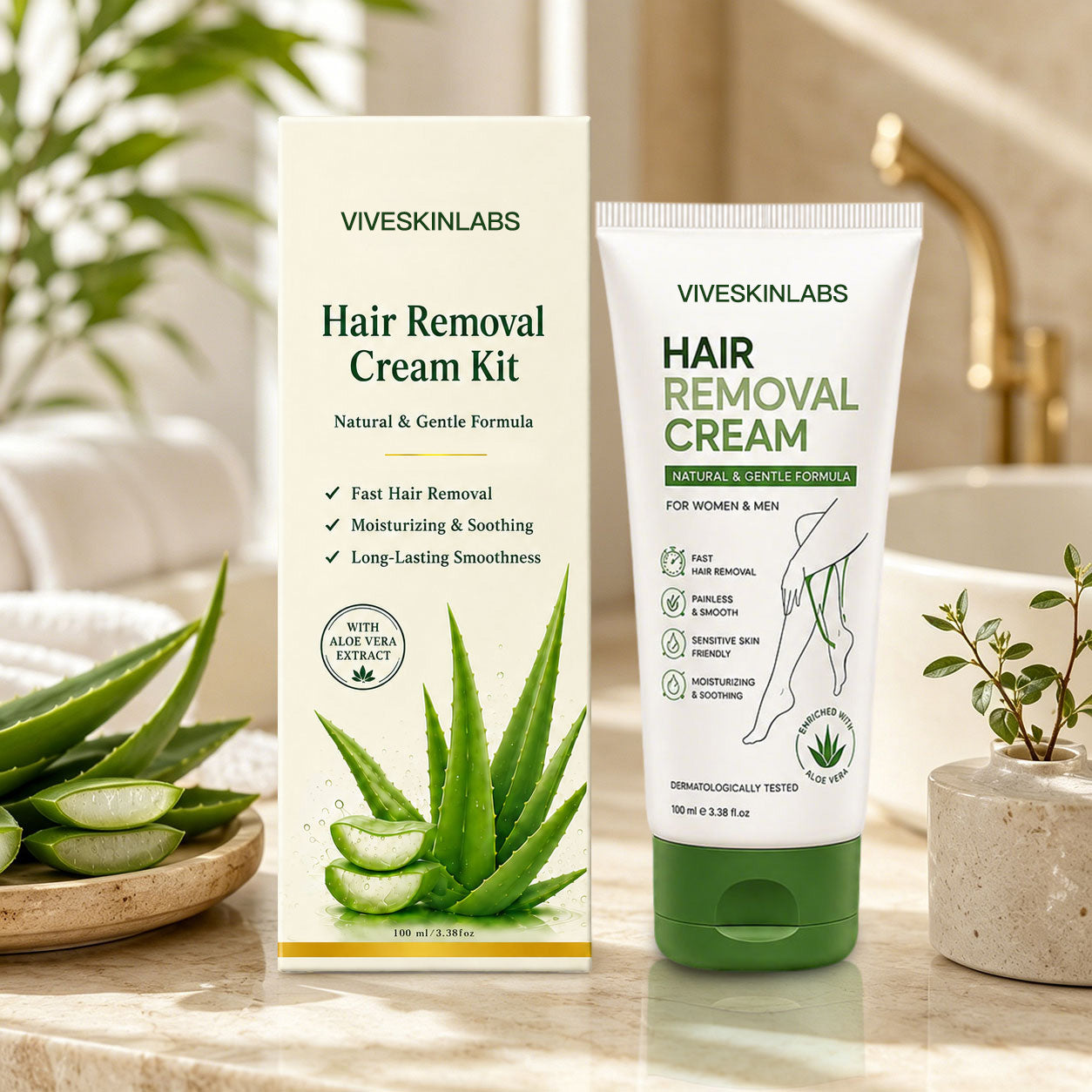 Viveskinlabs Natural Gentle Hair Removal Cream | For Women & Men, Sensitive Skin