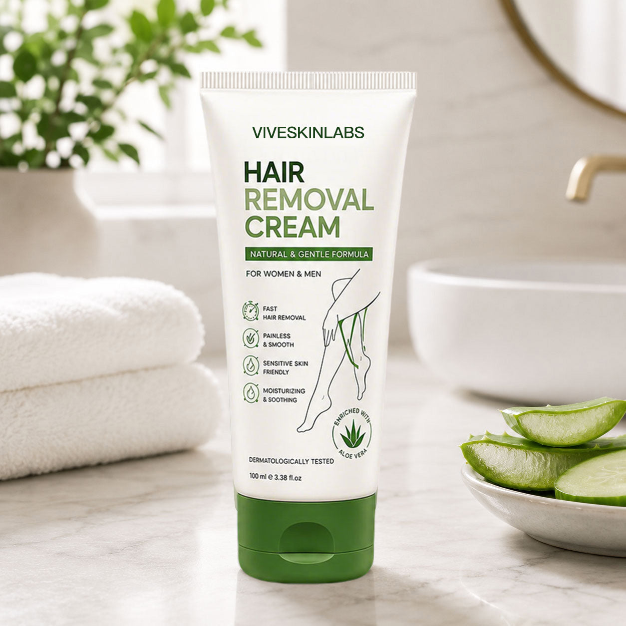 Viveskinlabs Natural Gentle Hair Removal Cream | For Women & Men, Sensitive Skin