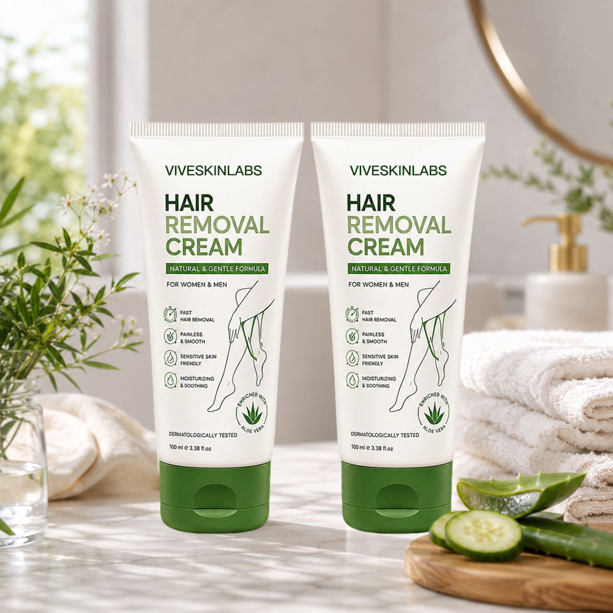Viveskinlabs Natural Gentle Hair Removal Cream | For Women & Men, Sensitive Skin
