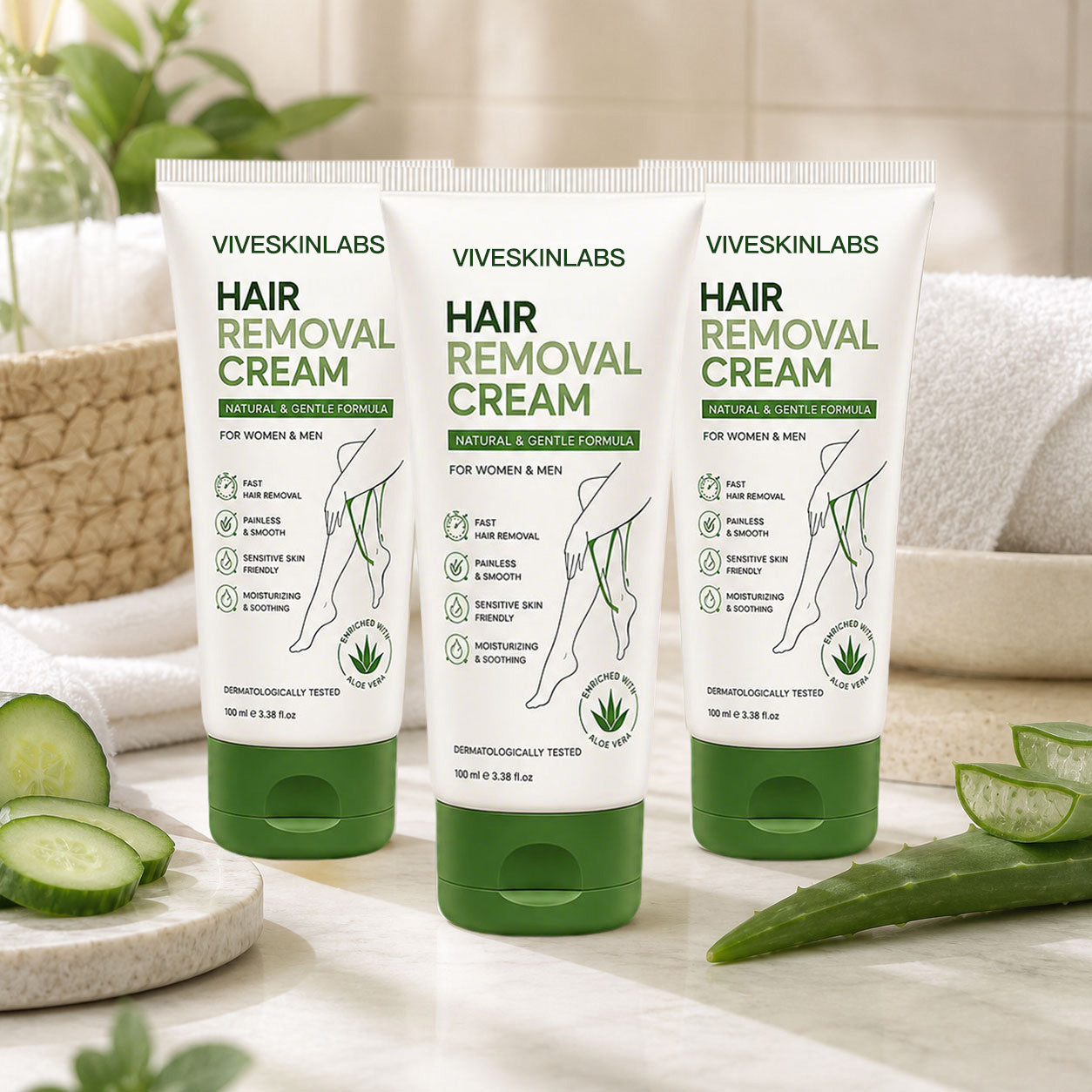 Viveskinlabs Natural Gentle Hair Removal Cream | For Women & Men, Sensitive Skin